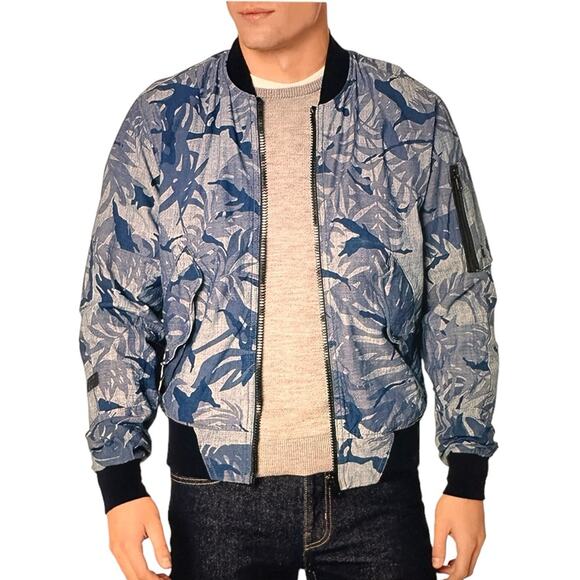 RAW G-Star Men's Rackam DC Deconstructed Bomber Jacket Blue Camo, size M - Picture 1 of 11